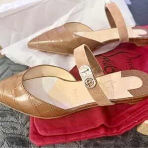 Christian Louboutin Flats Croc Embossed (Red Bottoms)